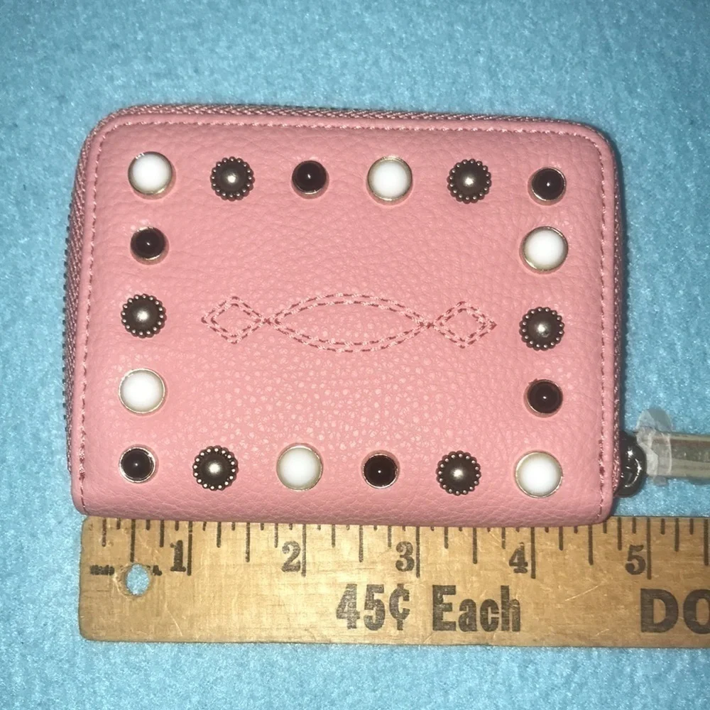 PINKO BAG leather embellished on both sides zipper wallet 4 inside pockets